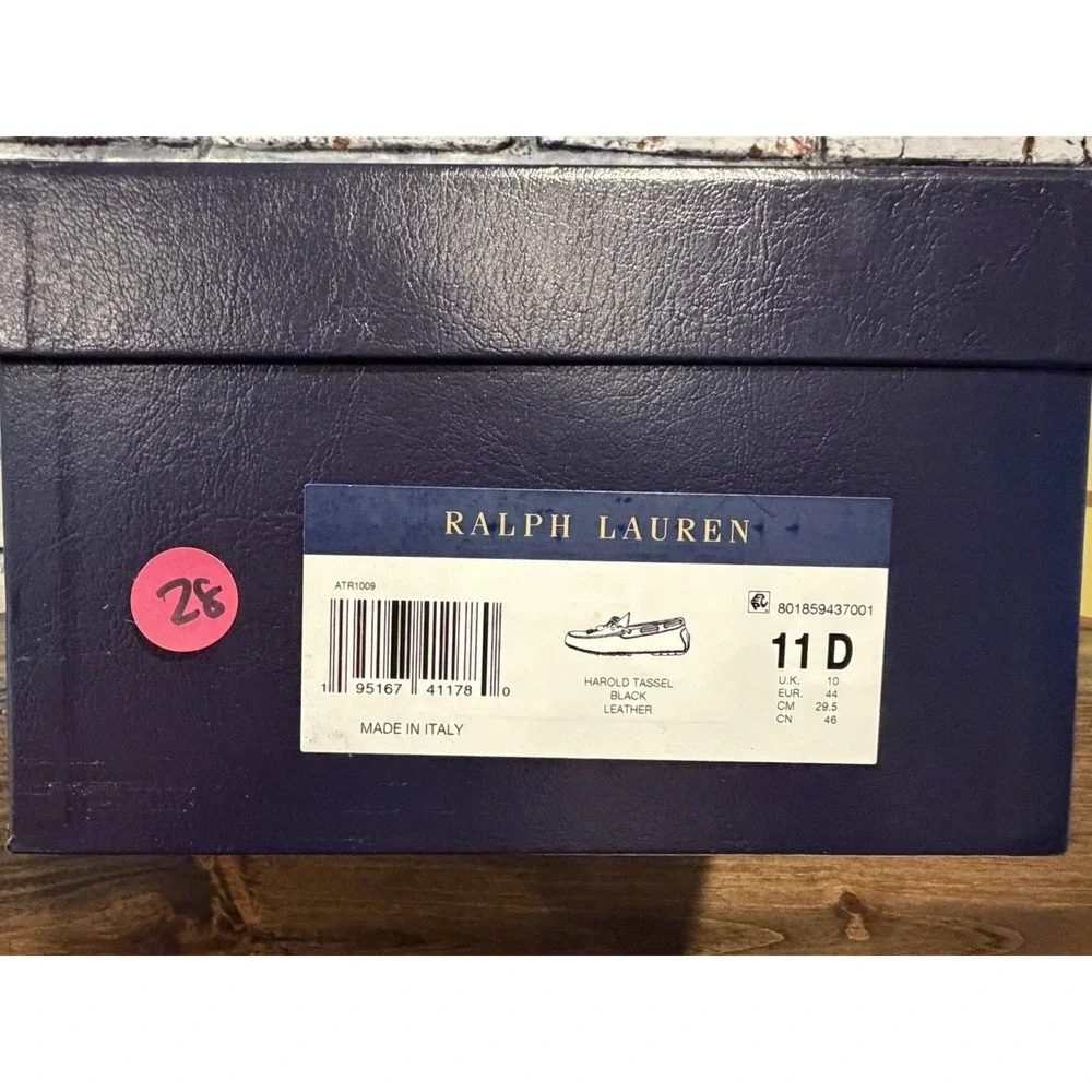 Ralph‎ Lauren Purple Label Harold Tassel Loafer Men 11D Black Leather Shoe Italy